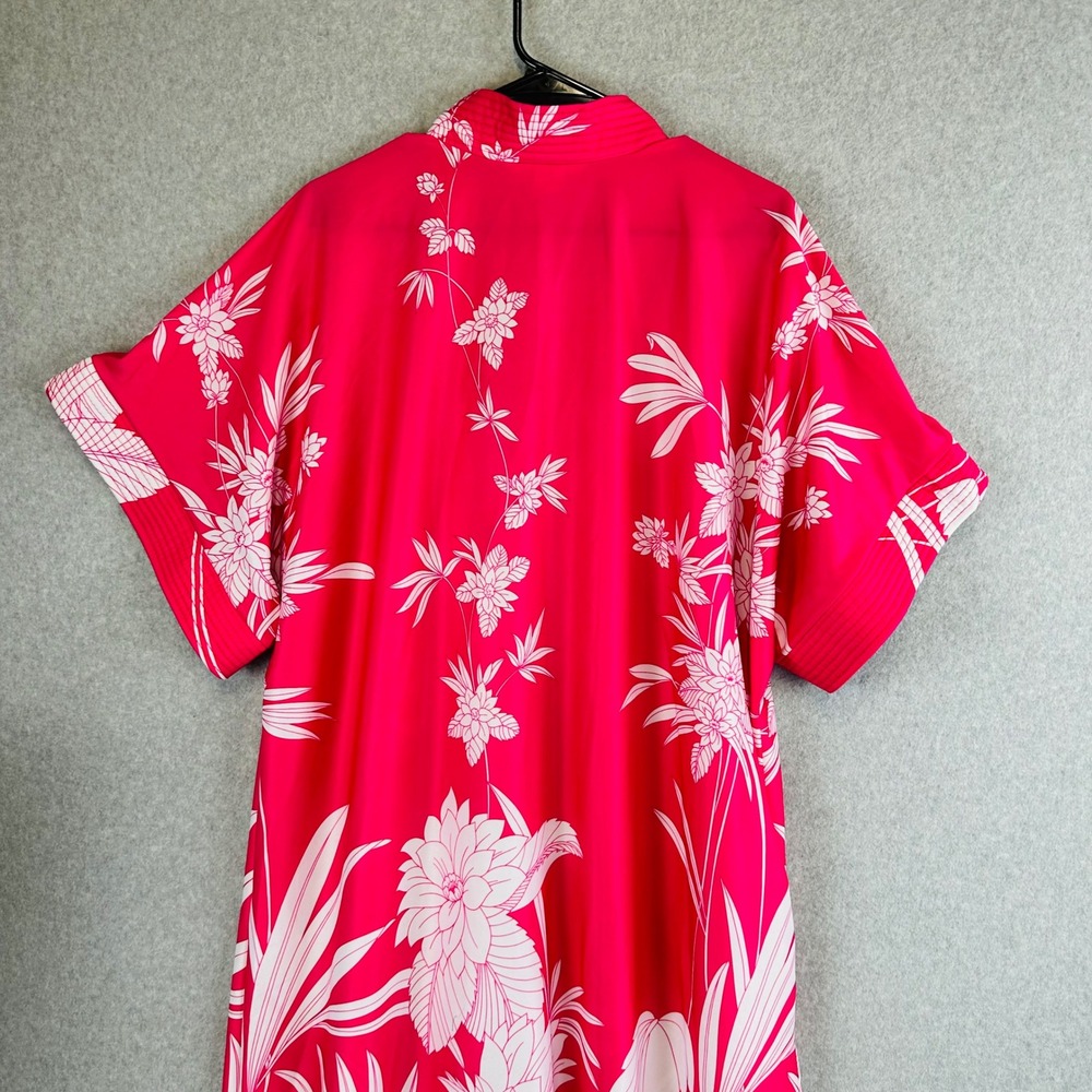 Vintage Anthony Richards Womans One Size Housecoat Robe Half Zip Floral Pink USA - Picture 6 of 8